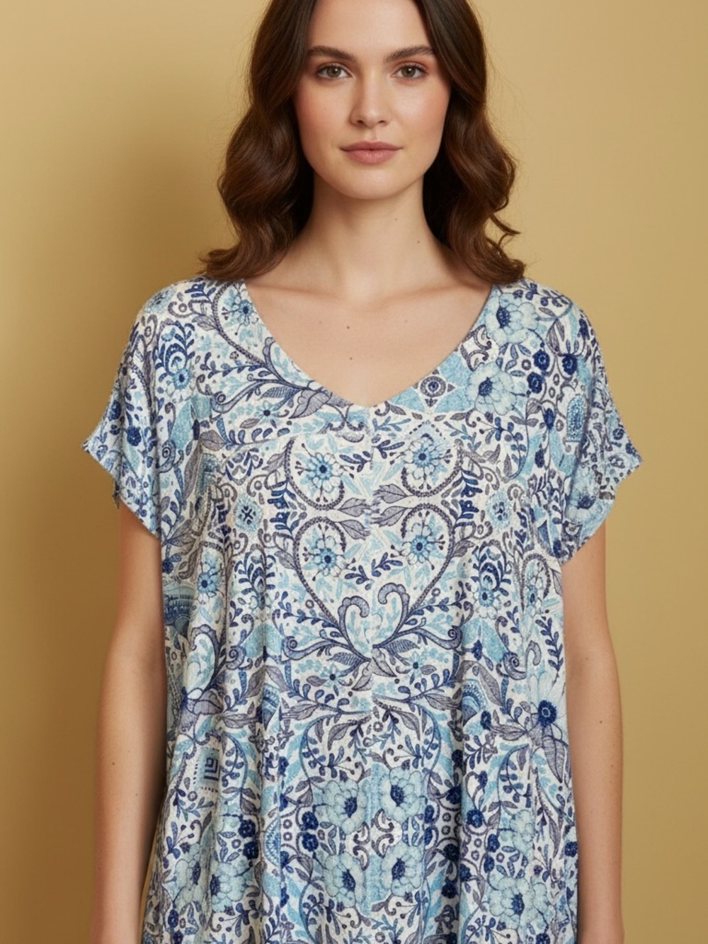 Cynthia Rowley Blue Pleated Blouse Relaxed Fit 1X